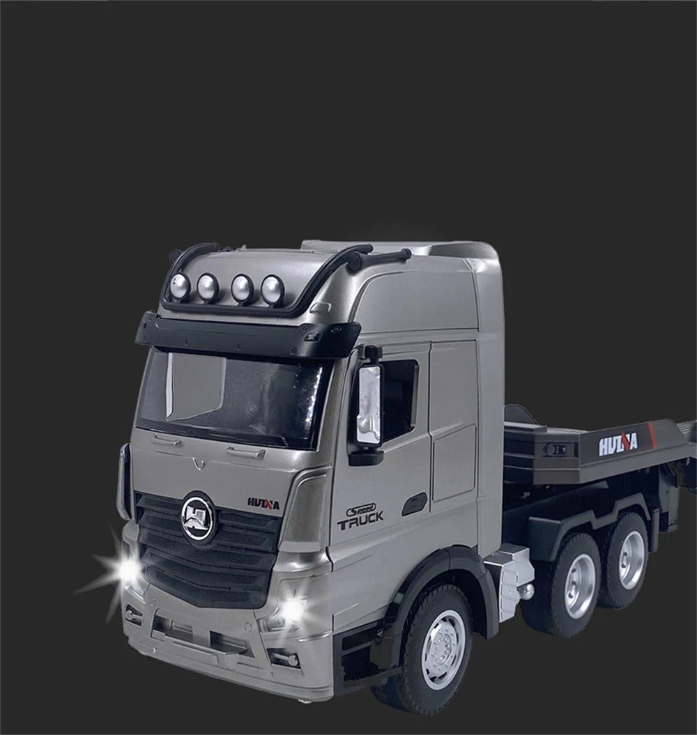 Caminhão Prancha Rc Escala 1:18 + Escavadeira - Huina 1522 Cor Cinza