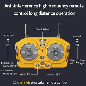 Kit Escavadeira E Caminhão Controle Remoto Recarregável Cor Amarelo