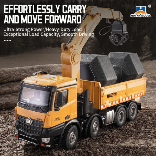 Caminhão Munck Basculante | Huina 1575 :1/14 Controle Remoto