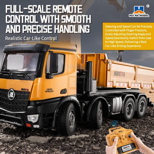 Caminhão Munck Basculante | Huina 1575 :1/14 Controle Remoto