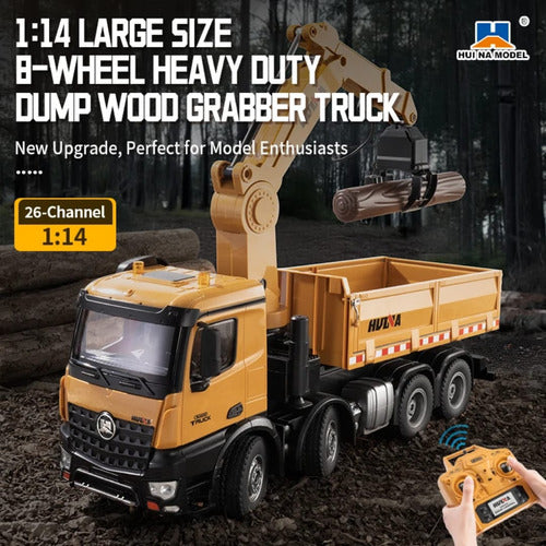 Caminhão Munck Basculante | Huina 1575 :1/14 Controle Remoto