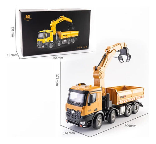 Caminhão Munck Basculante | Huina 1575 :1/14 Controle Remoto