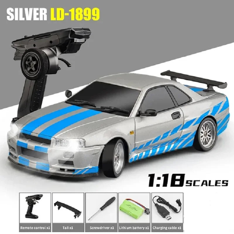 LDRC LD1899 RC modelo Drift Car 2,4G RWD con giroscopio en carretera cuerpo de aleación Shell coche de carreras juguetes para niños adultos regalo