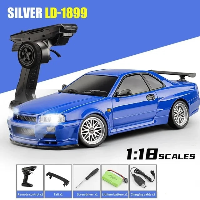 LDRC LD1899 RC modelo Drift Car 2,4G RWD con giroscopio en carretera cuerpo de aleación Shell coche de carreras juguetes para niños adultos regalo