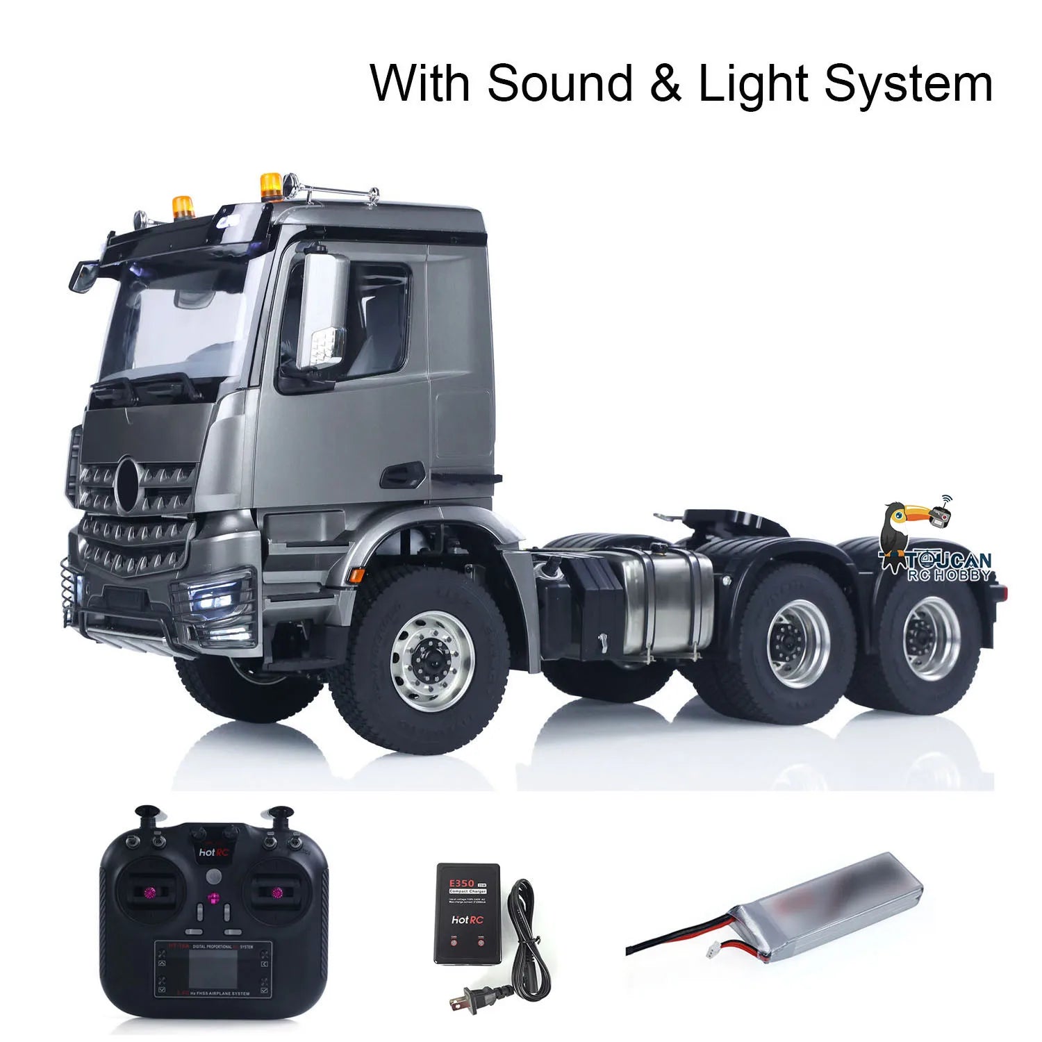 1/14 RC Tractor Truck 3363 Radio Controlled Lorry Car Model Metal NO Lock Differential Axle 2Speed Gearbox Light Sound Radio Toy