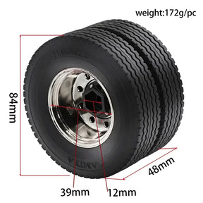 1/14 TAMIYA RC Truck Universal Metal Wheel Rim & Tire Set, Upgrade Parts for Model Cars